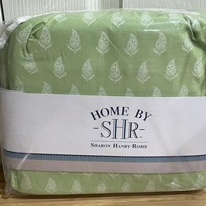 New Home by SHR 4 Piece Sheet Set TWIN SIZE Cotton Bandana Paisley Green Tea